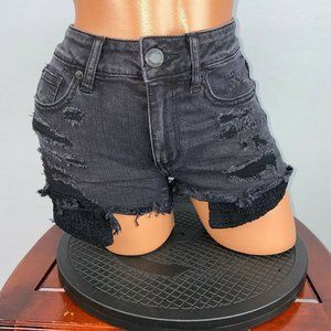American Eagle Super Stretch 2 Distressed Hi-Rise Shortie Peek-A-Boo Pockets